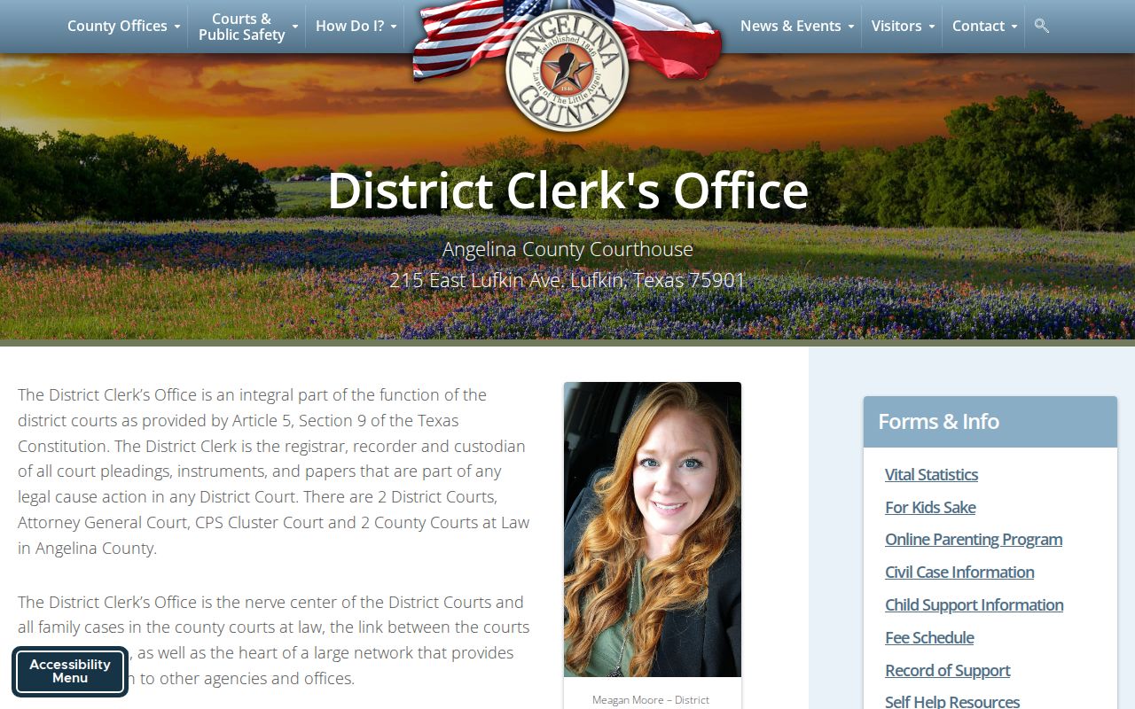 Angelina County arrest warrant records and District Clerk felony filing information