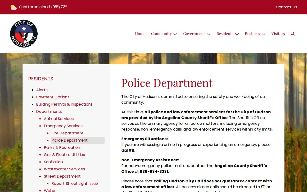Hudson police service route to the county sheriff