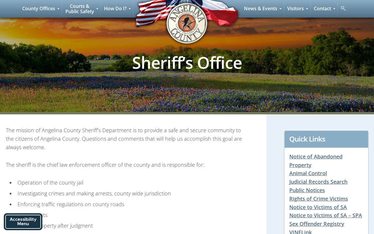 Angelina County warrant and Sheriff's Warrant/Civil Process contact information
